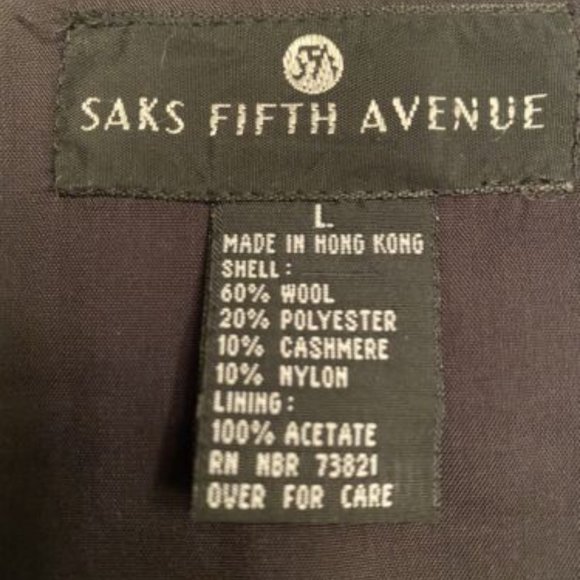 Saks Fifth Avenue Navy Blue Wool Blend Vest Large Italian Fabric Made Hong Kong - Picture 4 of 15